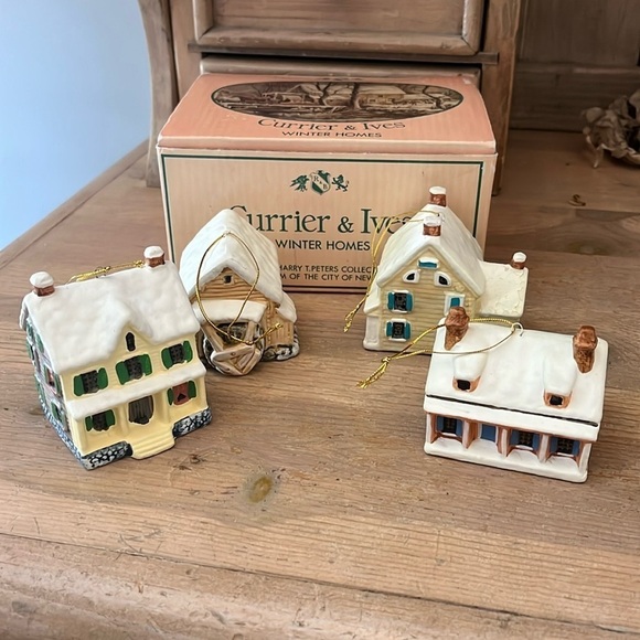 Currier & Ives Winter Homes Ornaments Set of 4 1987 Harry Peters - Picture 1 of 10